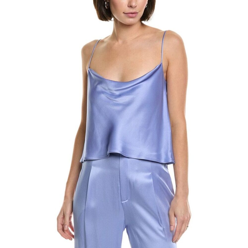 Lapointe Womens Satin Bias Cami Shirt, Purple